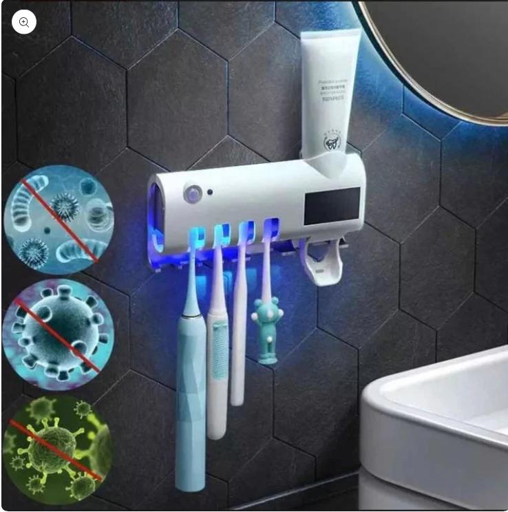 Esterilizador de Cepillo UV + Dispensador 3 en 1