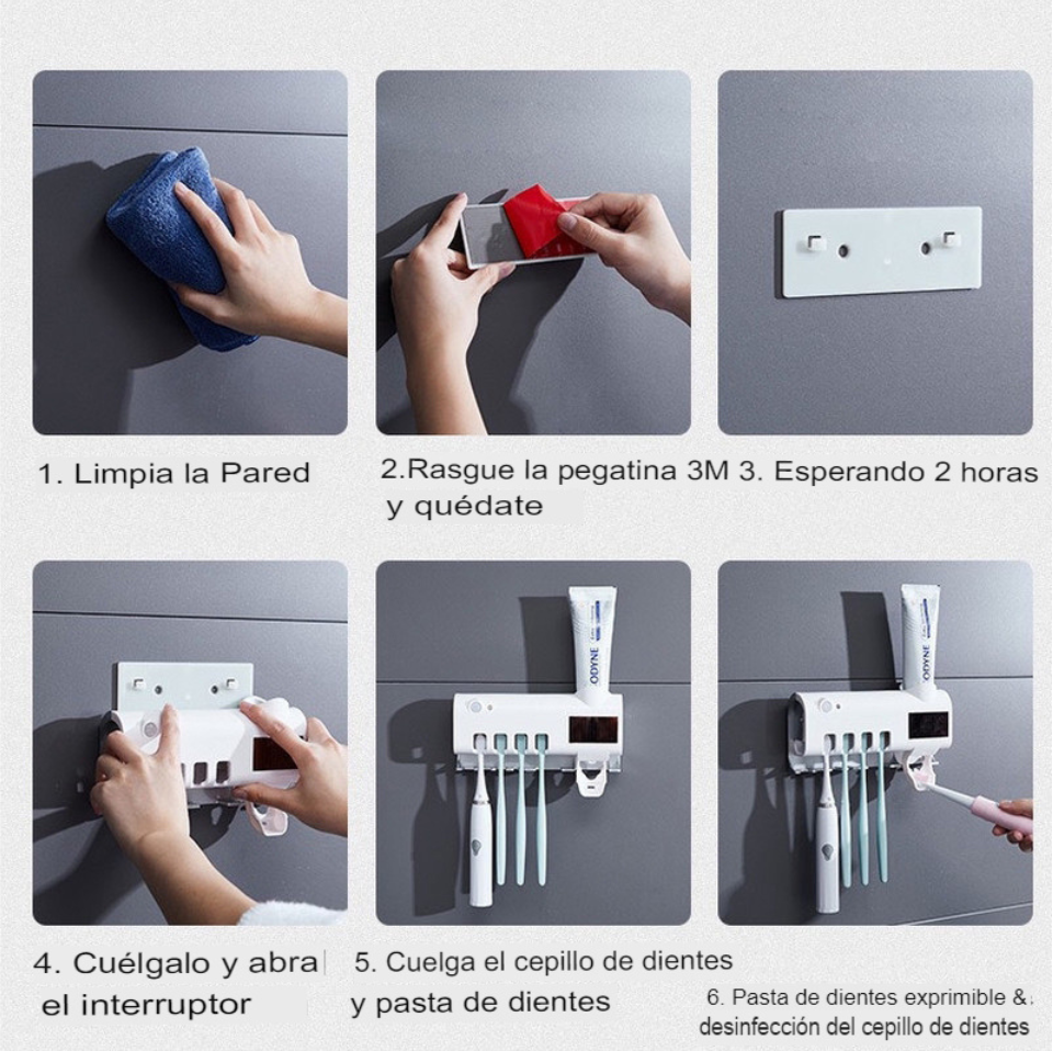 Esterilizador de Cepillo UV + Dispensador 3 en 1