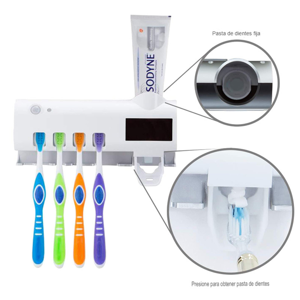 Esterilizador de Cepillo UV + Dispensador 3 en 1