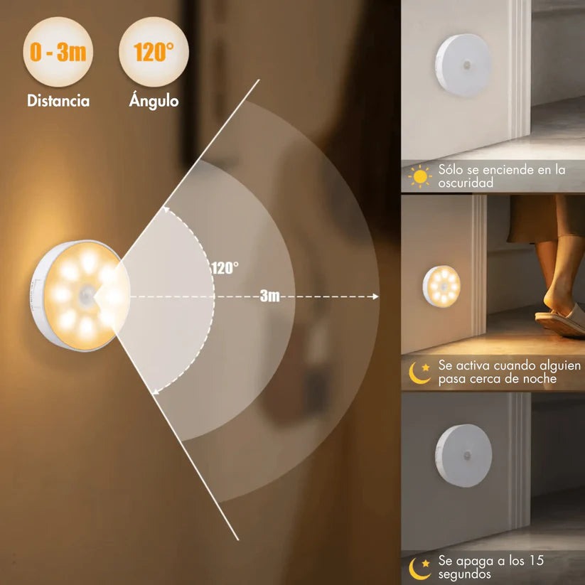 Pack de 3 LED Recargables con Sensor de Movimiento