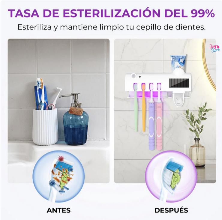 Esterilizador de Cepillo UV + Dispensador 3 en 1