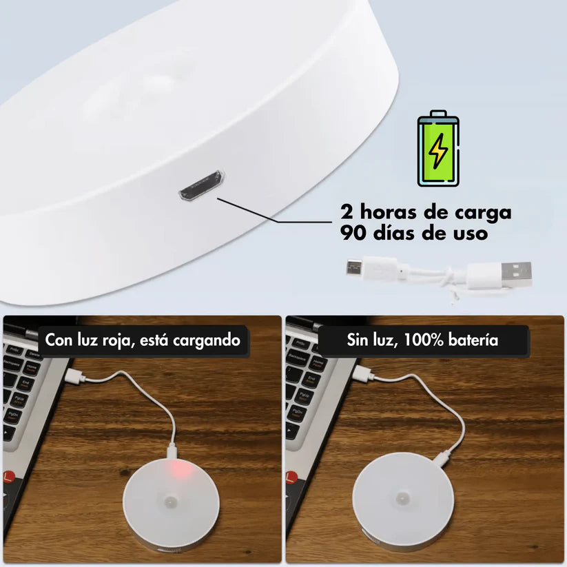 Pack de 3 LED Recargables con Sensor de Movimiento
