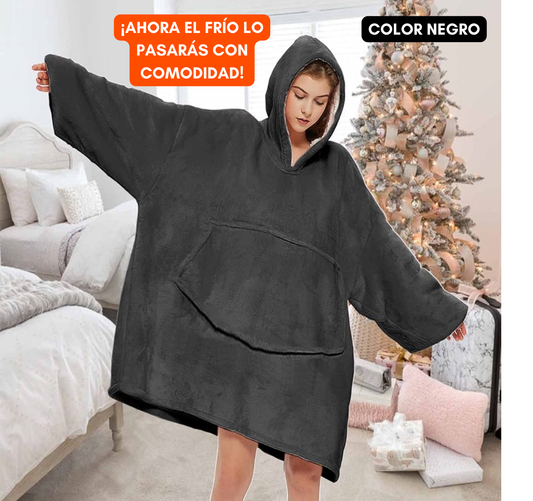 Poleron Abrigo Gigante Hombre y Mujer NEGRO