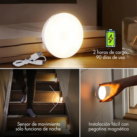 Pack de 3 LED Recargables con Sensor de Movimiento